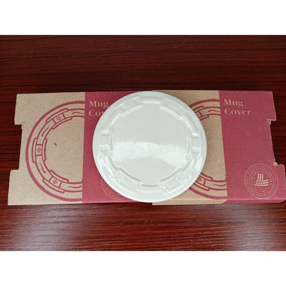 Set Of 3 Longaberger Pottery Woven Traditions Mug Covers Ivory 3.5" Ramekin Lids - Picture 1 of 4